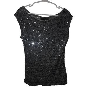 Express Silver Gray Sequins Party Top XS